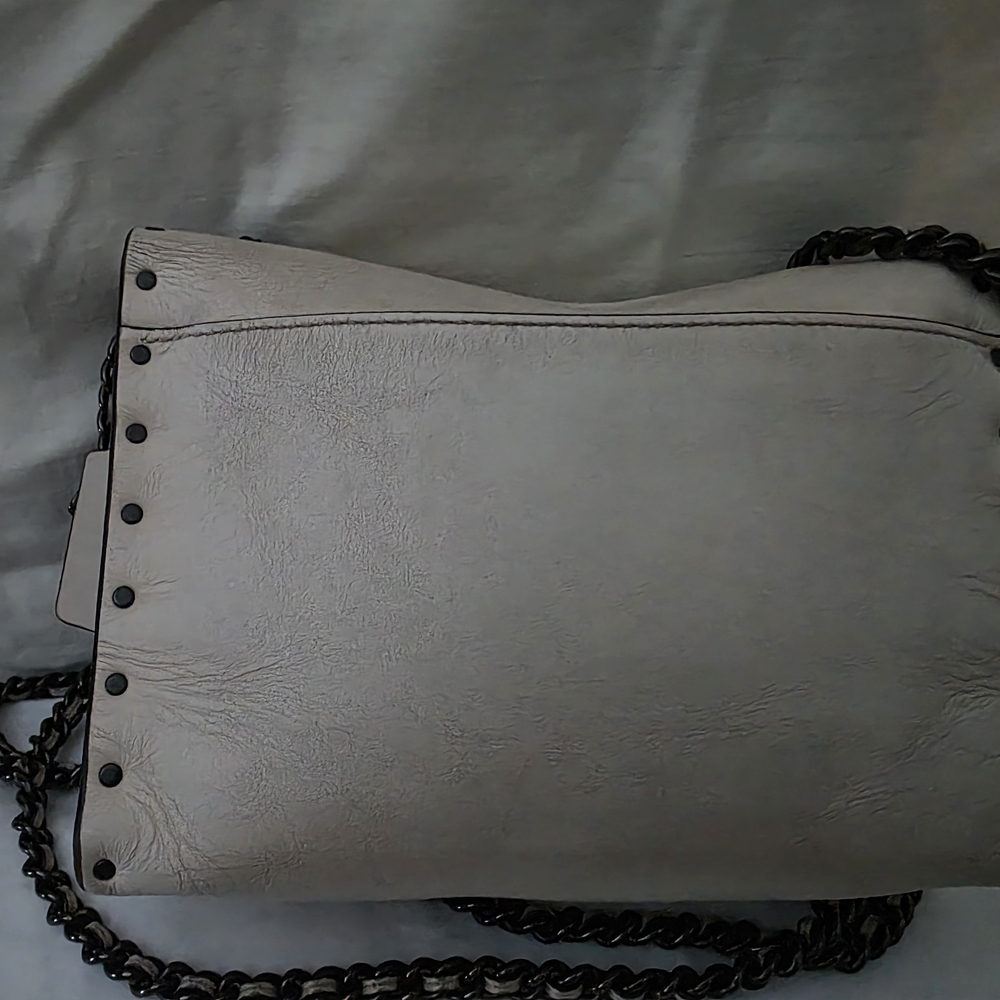 Coach Parker 18 With Rivits. Cream Leather Gun Metal Chain Shoulder/Crossbody - Picture 4 of 11